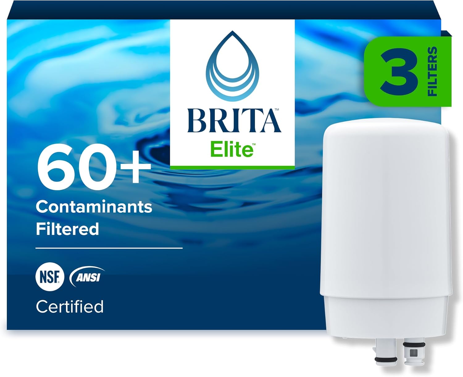 Brita faucet filter installed on a standard kitchen faucet