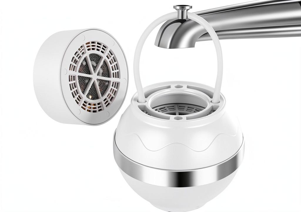 D&XQAUO bath filter attached to a bathtub faucet