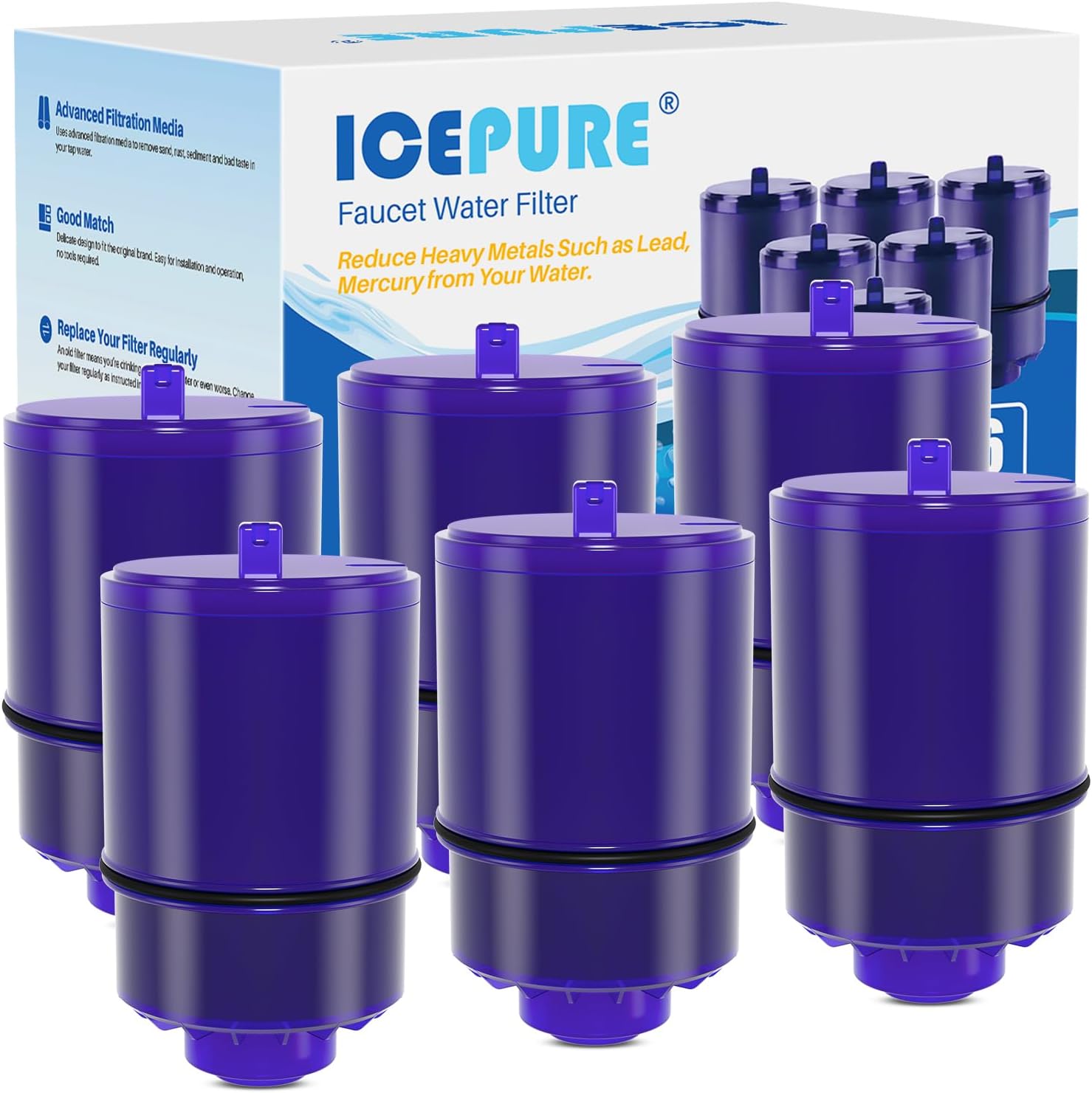 ICEPURE faucet water filter installed on a kitchen sink