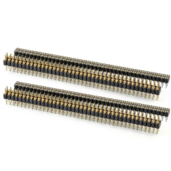 DIYhz 2x40 80P Male Female Pin Header 2.54mm Plastic Metal Black Gold-0